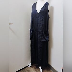 NWT ASOS Blue V Neck Wide Leg Culotte Jumpsuit with Pockets Sz